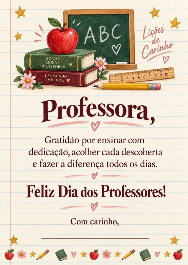 Cartão de Gratidão com mensagem
